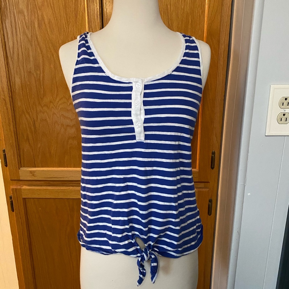 Blue and white stripe tank
